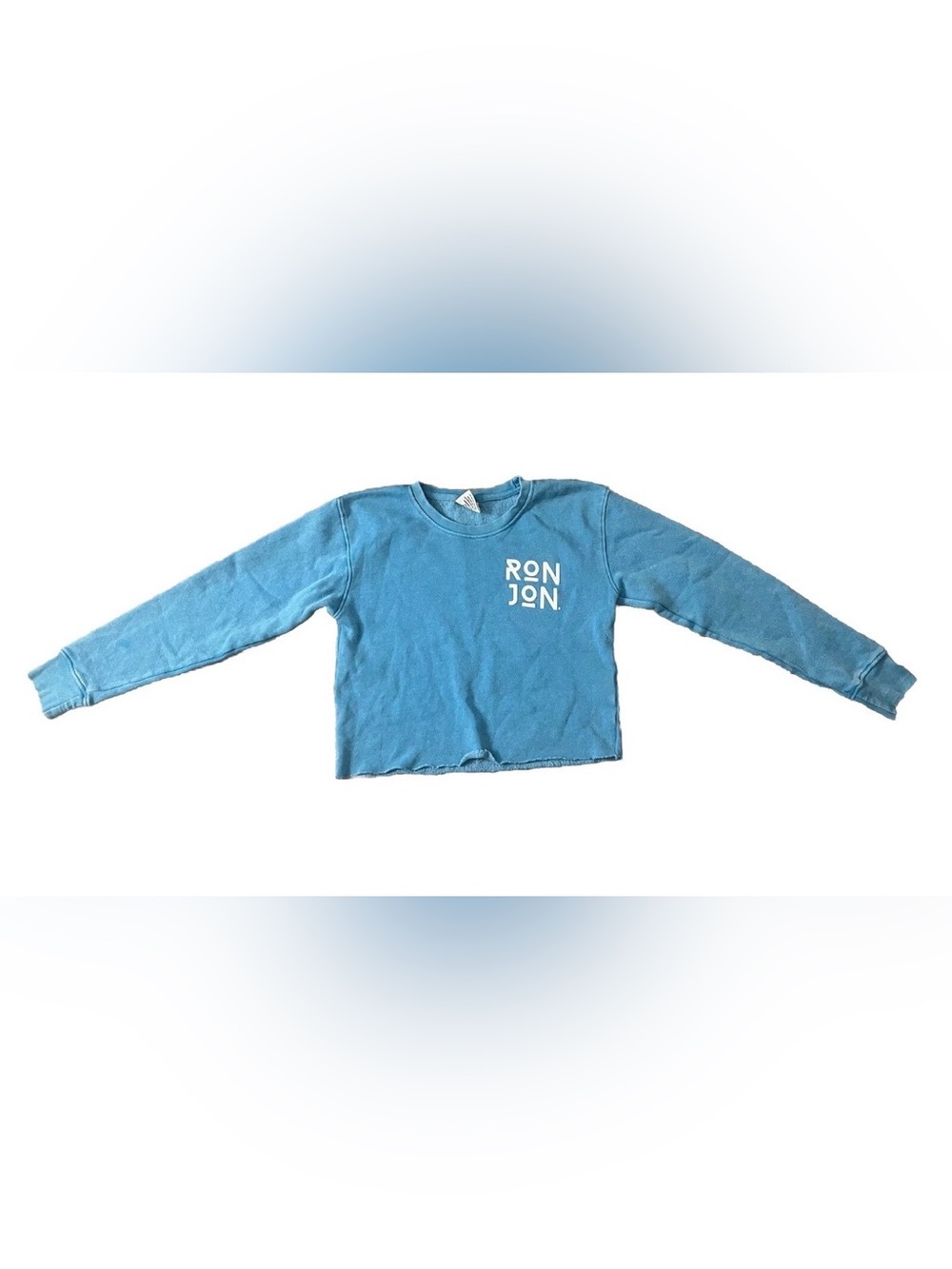 Ron Jon Surf Shop Cropped Blue Sweatshirt Women’s Size S Beach Surfer Vacation